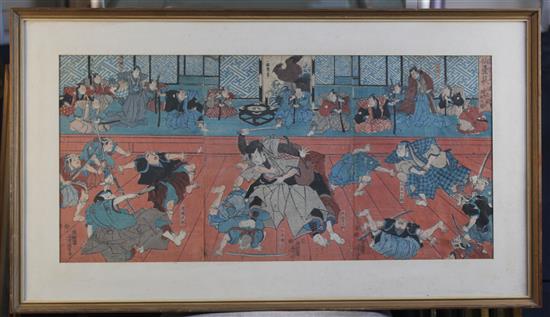 Yoshitora Scene from the play Sendai-Hagi, c.1848, 14 x 29in.